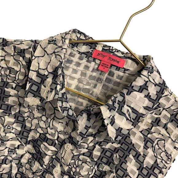 Betsey Johnson Sleeveless Button Down Fit & Flare Dress Navy White Size 4 - Picture 3 of 9